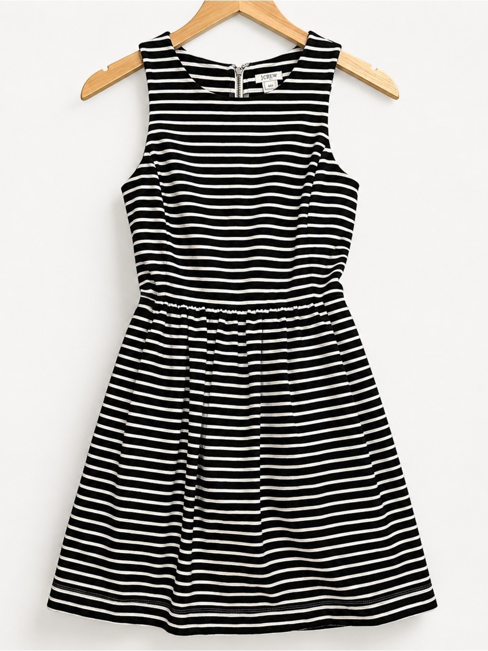 J.Crew Black White Striped Cotton A-Line Sleeveless Dress XXS
